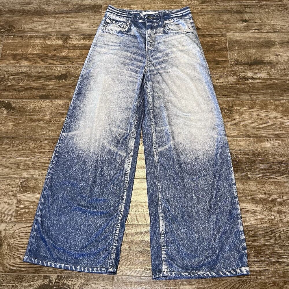 Mila Rosabella Pants Women's Small Denim Printed Sweatpants Jean Look